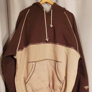 Vintage PURE PLAYAZ Sweatshirt Hoodie (Size: LG, Brown & Tan)